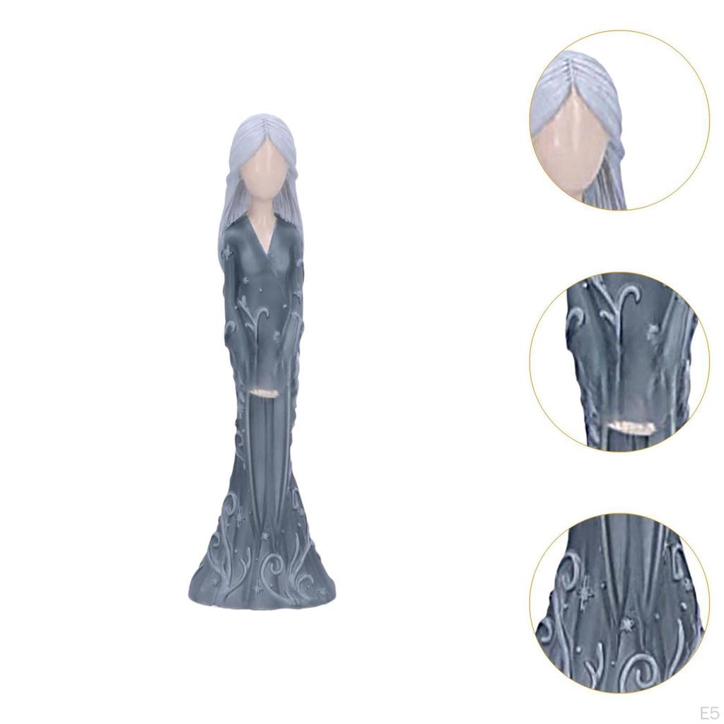 Lady Figurine Arts Gifts Collectible Resin for Dinning Room Bedroom Tabletop Gray