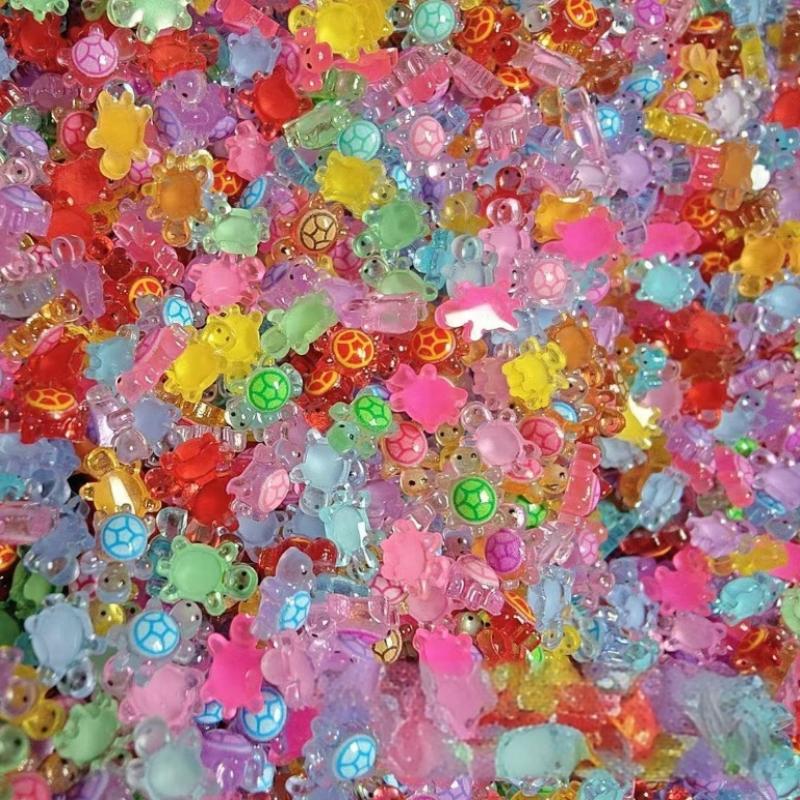 100Pcs Glow In The Dark Resin Turtle Figurines /Cute Miniatures For Fairy Garden Micro Landscape, Dollhouse Decor Crafts