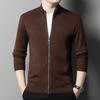 Men's 2024 Autumn/Winter Stand Collar Knitted Cardigan Jacket for Middle-Aged and Young Men - Versatile Zipper Sweater Coat