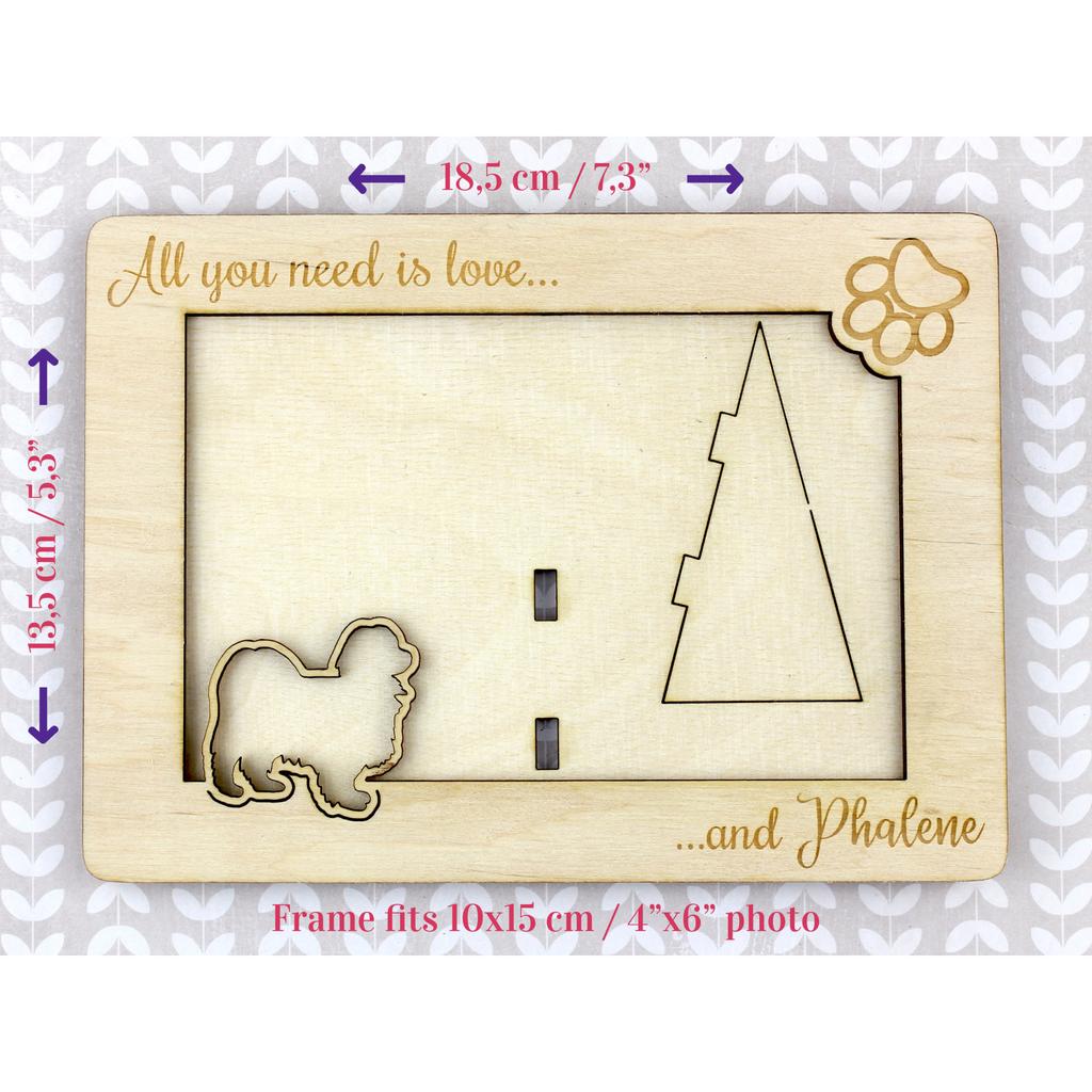 Papillon, Continental Toy Spaniel, Butterfly dog II – Photo frame, engraved wooden frame | Art-Dog