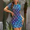 Vestido Curto com Escamas de Sereia Coloridas Roupas Femininas Vestidos de Verão Vestido de Verão Feminino 2025 Vestido
