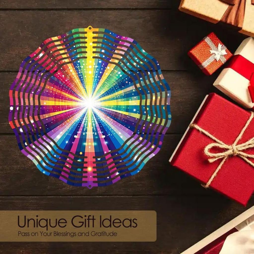 Rainbow Metal Wind Chime - Colorful Rotating Outdoor Decor for Garden, Patio, Balcony | Wind-Powered Hanging Ornament for Halloween