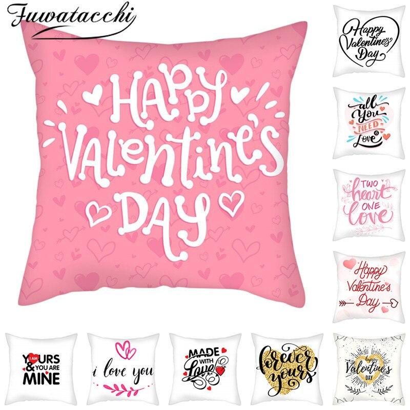 Happy Valentine's Day Words Pillow Cases for Home Bedroom Sofa Chair