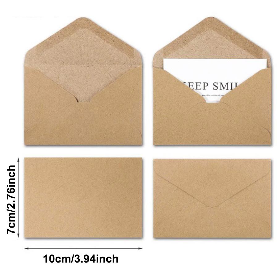 100pcs 7x10cm Bulk Kraft Paper Envelopes - Ideal for Wedding Invitations, Love Letters, Gift Cards & Office Mailing