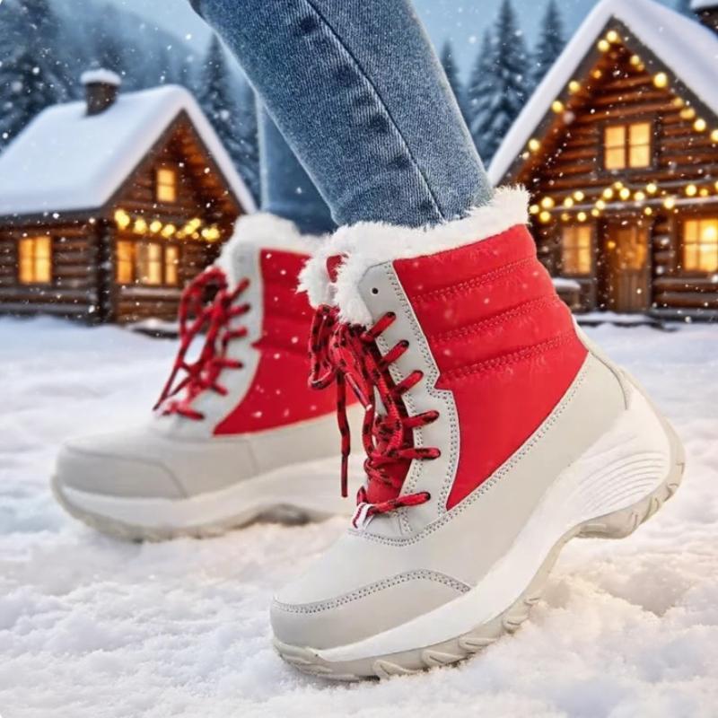 Women Winter Snow Boots Faux Fur Lined Warm Footwear Anti Slip Rubber Sole Beige Short Tube Stylish Warm Boots Plataforma Mujer