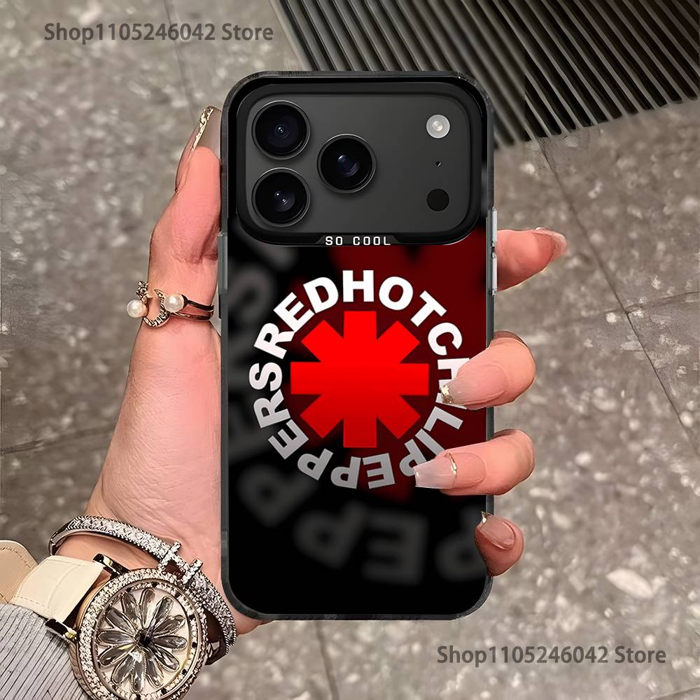 Chili Red RHCP Phone Case For iPhone 17,16,15,14,13,12,11,Pro,XS,Max,Plus,Mini,SE4,E Black Matte Shockproof Cover
