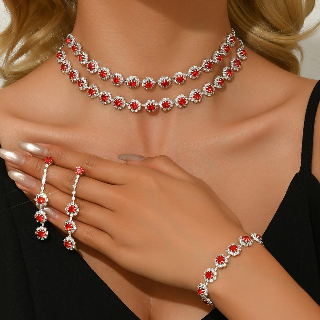 Fashionable Geometric Circular Simple Luxury Style Necklace Earrings Bracelet Jewelry Set Party Holiday Daily Wear