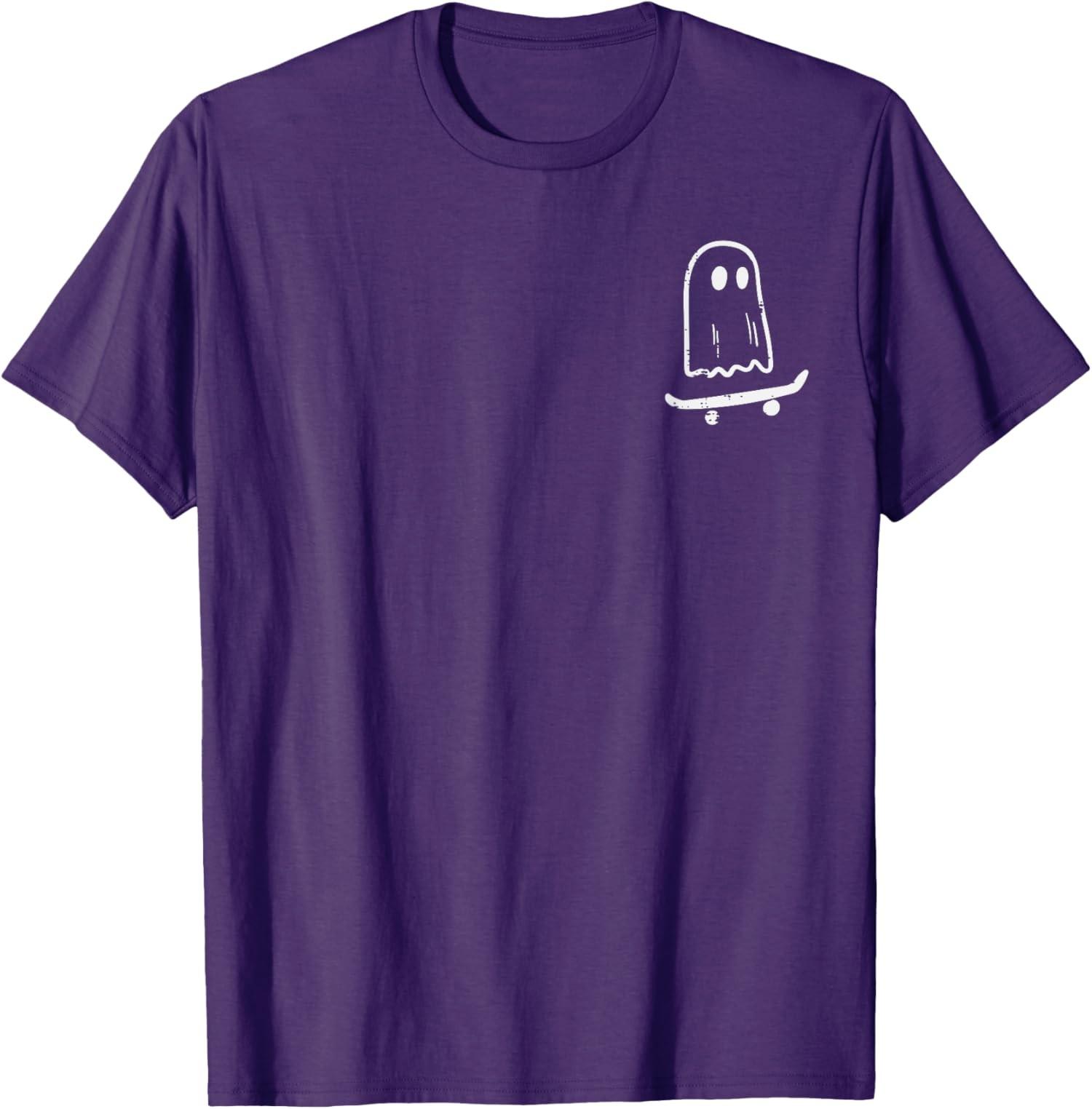 Ghost On Skateboard Funny Retro Halloween Costume Unisex T-Shirt S разноцветный