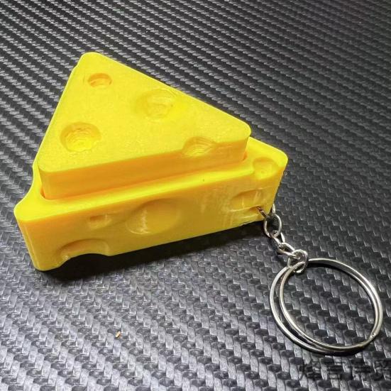 Keychain Pendant, Cheese Shape Button Rebound Fidget Toy, Mini Portable Stress Relief Toy for Backpack Car Key Accessory
