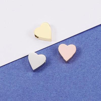 Korálky z nerezové oceli ve tvaru srdce s malým otvorem pro DIY šperky (1,8 mm)