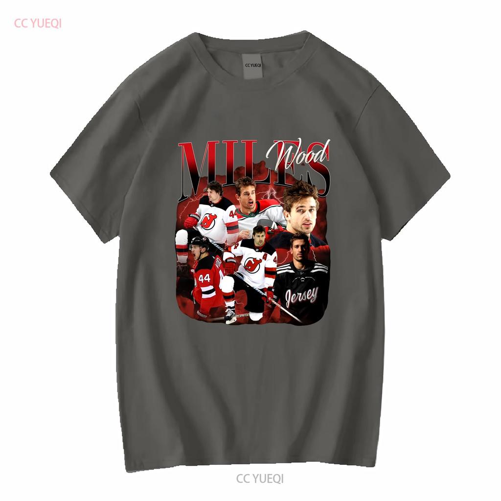 Miles Wood New Jersey Hockey T Shirt Devils Sweat long or short sleeves vintage Washed Unisex Top For Everyday Wear homme