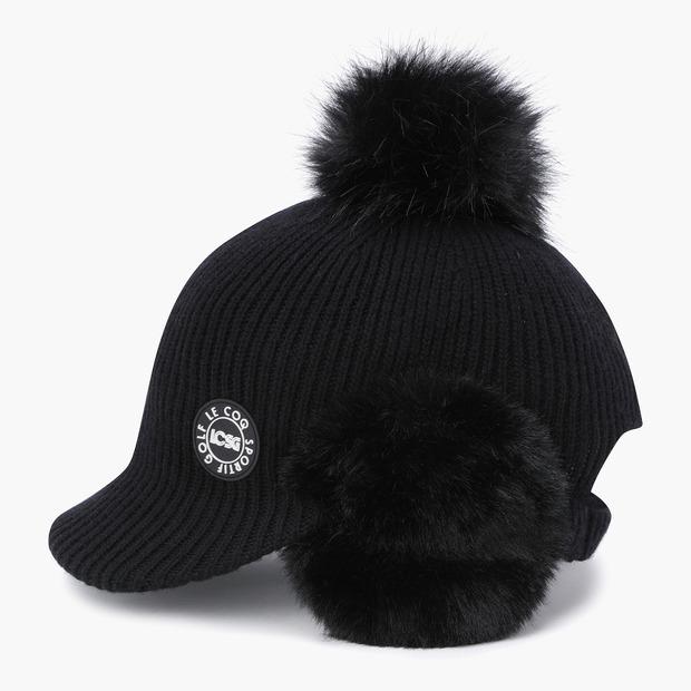 LECOQ GOLF Women'S Pom-Pom Earflap Knit Cap (Gq322Lcp92)