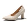 Elegant Heel Women's Shoes Spring Auutmn New Bow Ladies Temperament Thick High Heels Pointed Toe Woman Shoes Solid Women's Heels