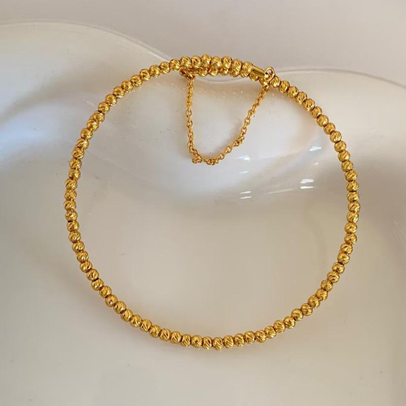 Elegant Retro Gold Elastic Beaded Bracelet: High-End Fashion Jewelry