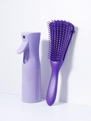 Conjunto de 2 peças de pente massageador para couro cabeludo seco e molhado, reduz a fadiga, esfoliação, pente para cabelo e frasco de spray de cabelo Especial para perucas de cabelo real