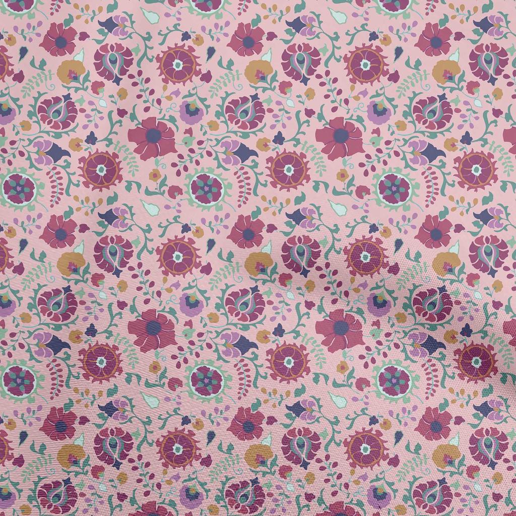 oneOone Baumwoll-Flex Hellblau Stoff Asiatisch Suzani Patchwork-Materialien Druck Nähstoff Pro Meter 40 Zoll