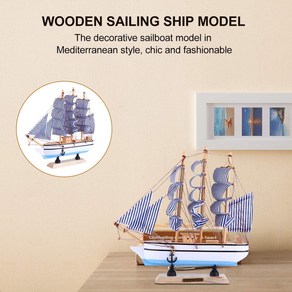 NUOLUX Sailing Ship Model Completed Product Wooden Sailing Ship Model Ship Model Figurine Handmade DIY Interior Tabletop Office Decoration Birthday