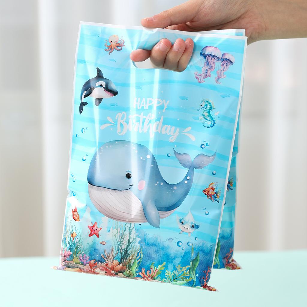 Ocean Animal Disposable Tableware Tablecloth Background Candy Bags Birthday Party Decor Kids Gift Under The Sea Party BabyShower