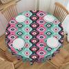 Wavy Evil Eye Nazar Psychedelic Round Tablecloths 0 Inches Mint Pink Hamsa Lucky Charm Table Cover for Wedding Table Cloth