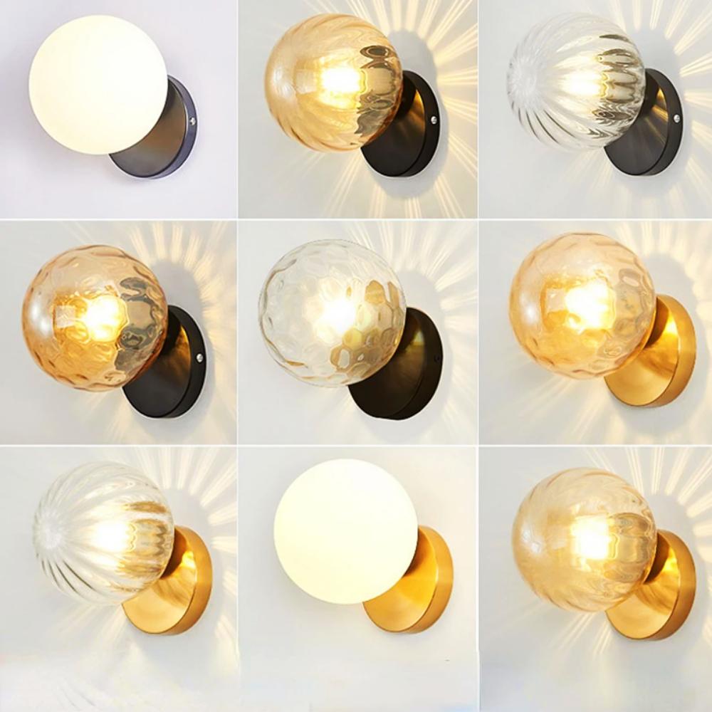 LED Wall Lamps Lighting with Glass Ball for Bedroom Living Room Indoor Wall Lights for Aisle Corridor Interior Wall Sconce