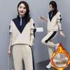 Trendy Plus Velvet Women's Sports Suit: 2026 Autumn/Winter Korean Style Long Sleeve Hoodie & Pants Two-Piece Set