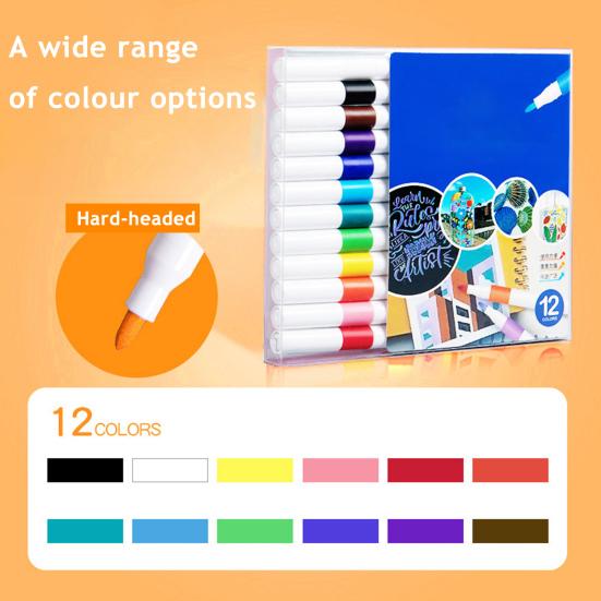 Kids Acrylic Markers Hard Tip Acrylic Paint Pens Quick Dry Ink Art Markers for Fabric Rock Painting Ceramic Glass Students Arts Crafts Supplies