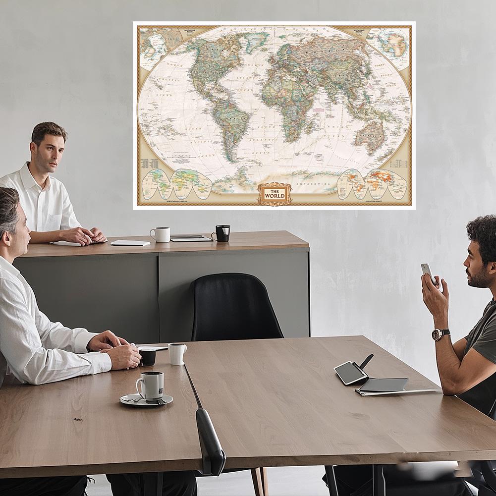 The Vintage World Map,Painting Retro Decorative Hanging Picture Wall Art Poster, School Supplies Home Decor,Travel Supplies