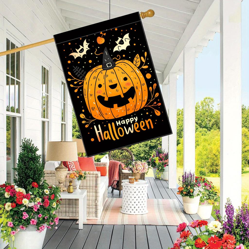 Happy Halloween Double-Sided Garden Flag , Durable Polyester, Outdoor Yard Decoration for Home & Garden