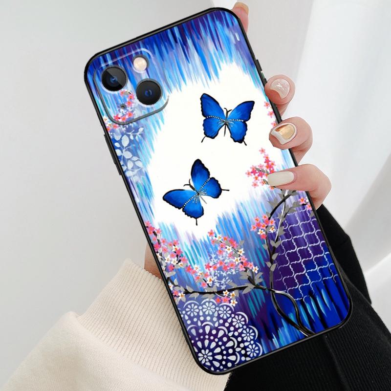 Butterfly Flower Phone Case For iPhone 17 Pro Max 15 14 13 11 12 16 Pro Max Mini 15 16 Plus 16e 17 Air Cover