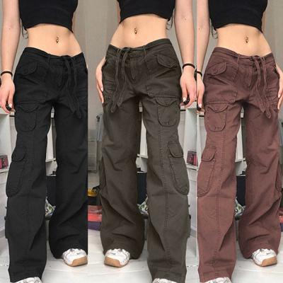 Women's  Fashion Low-waisted Jeans Casual Pocket Straight Work Long Pants