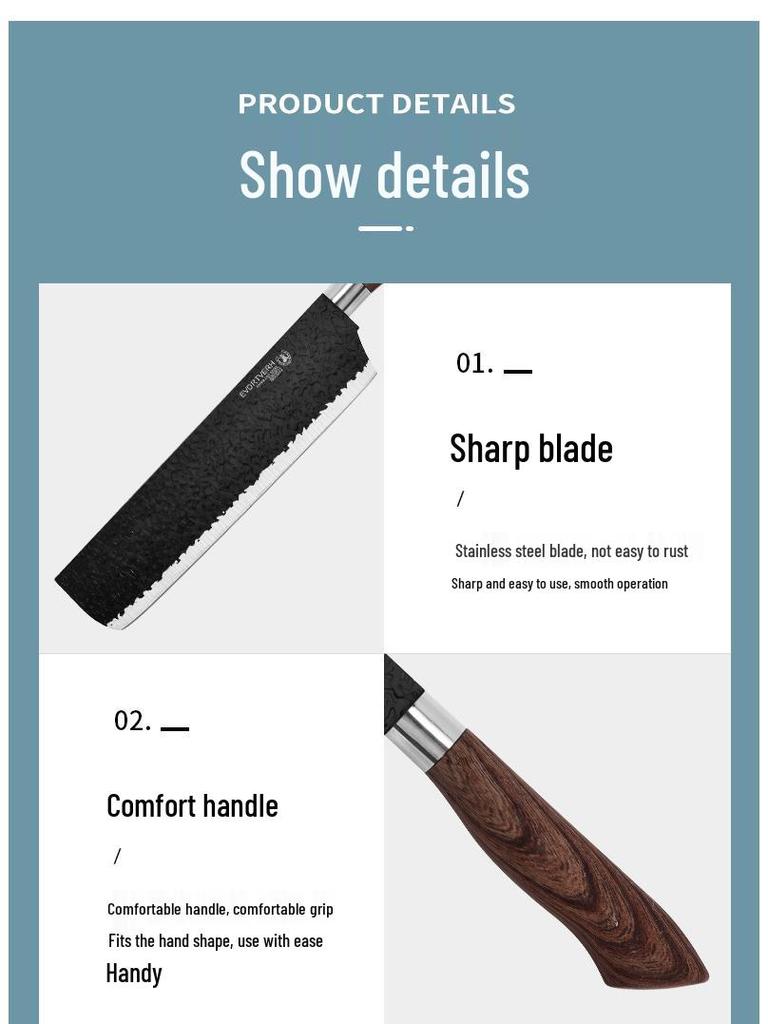 Hammered Stainless Steel Forged Cutlery Set with Sheathed Handles, Six Pieces