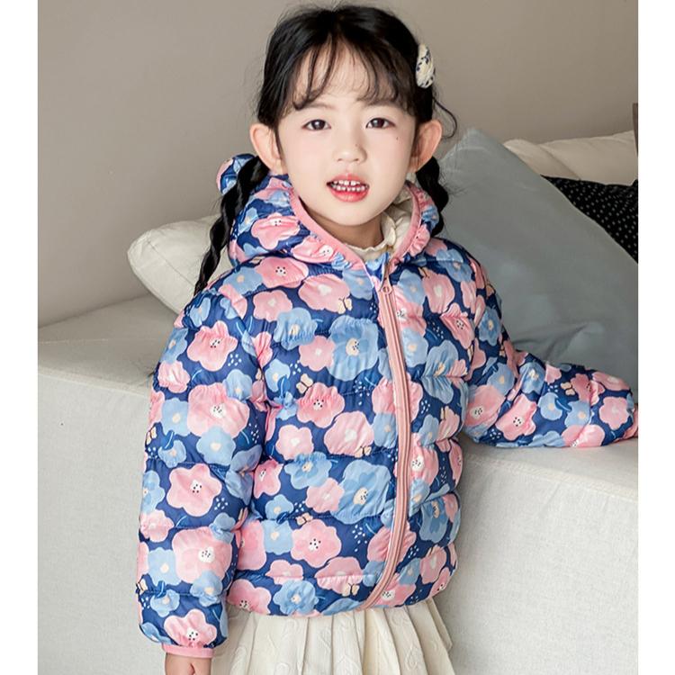 Foreign Style Winter Baby Girl Thickened Short Cotton-padded Jacket Girls' Warm Cotton-padded Clothes Children's Autumn Pink Tie Dye Printing Coats