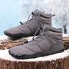 Men's Winter Waterproof Non-Slip Mid-Tube Snow Boots with Thick Velvet Lining