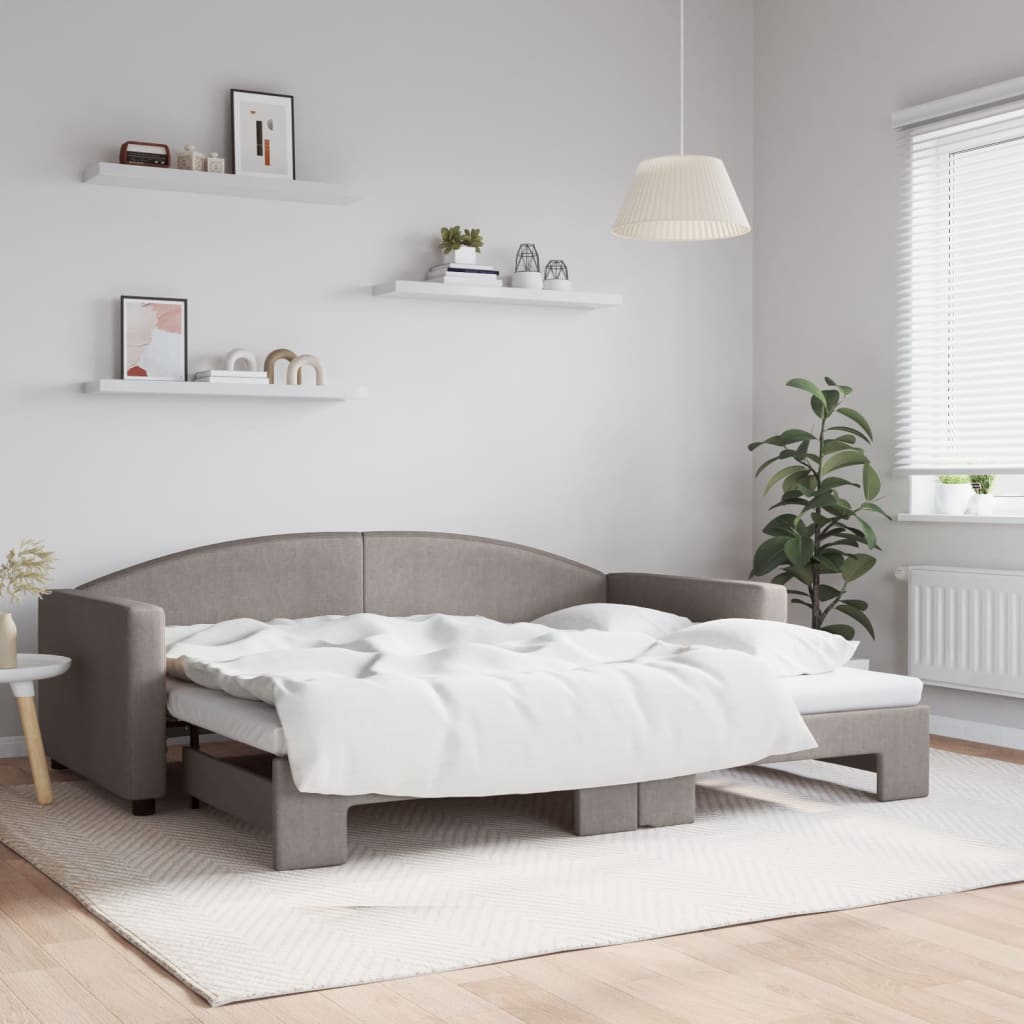 Pull Out Daybed Taupe 90x200 Cm Fabric