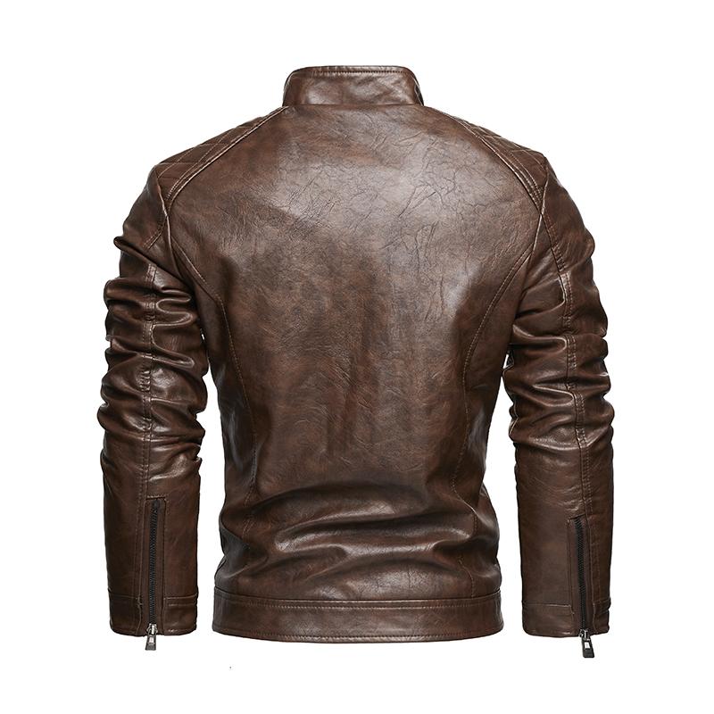 Men's Autumn And Winter Men High Quality Fashion Coat Leather Jacket Motorcycle Style Male Business Casual Jackets For Men Black Warm Overcoat