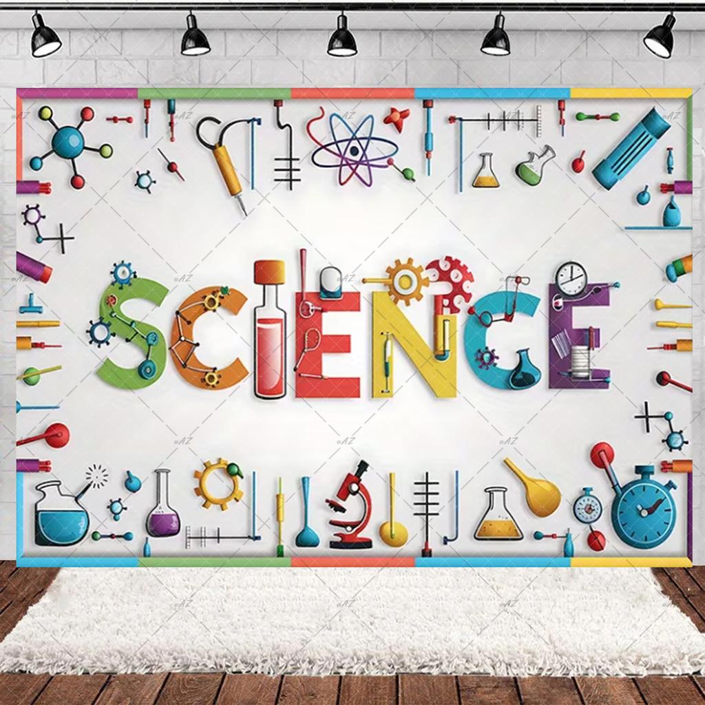 Cartoon Chemical Crazy Science Fun Background Birthday Party Decorations Scientist Physics Experiment Baby Shower Supplies Gifts2673