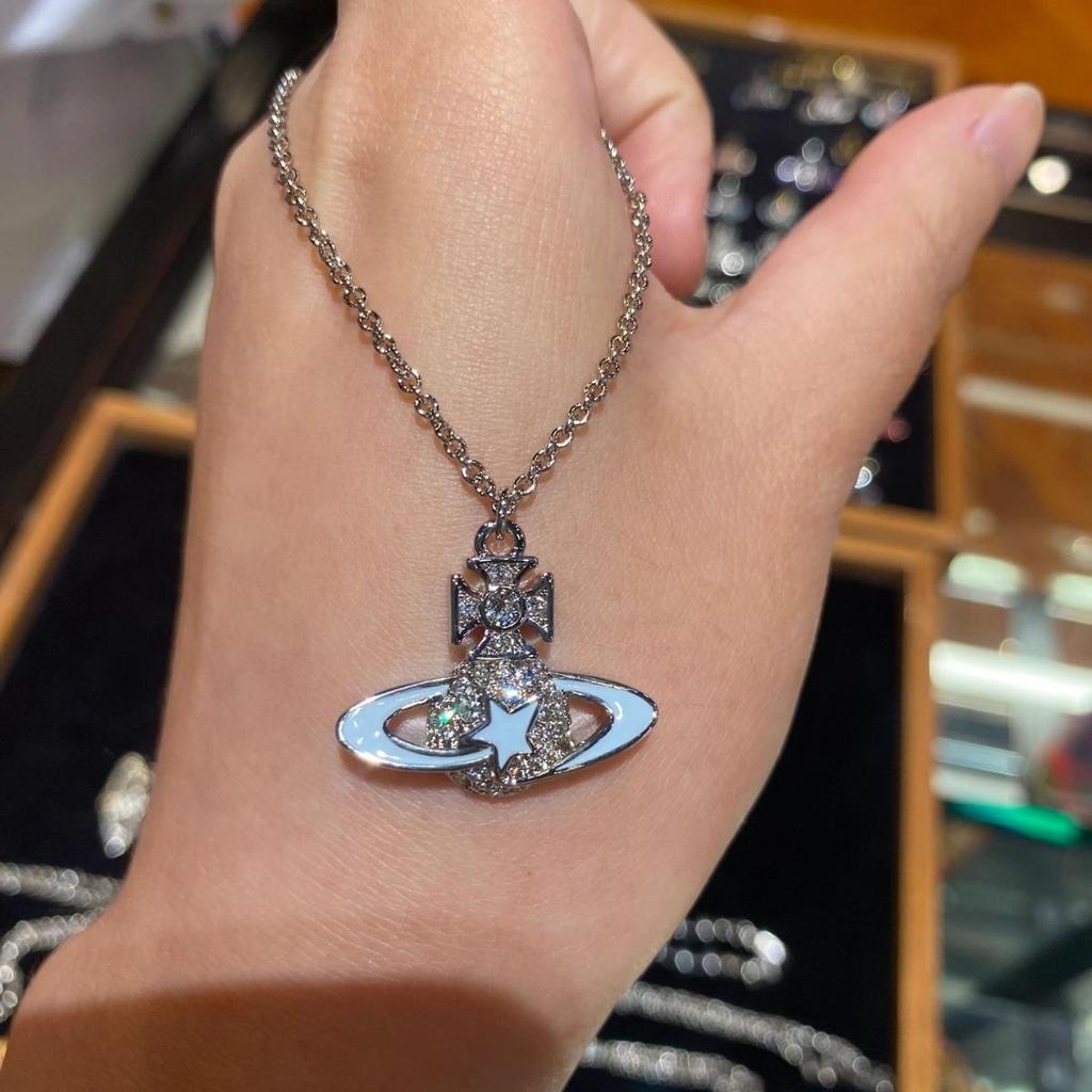 Empress Dowager High Version Diamond Saturn Pendant Necklace - Sweet, Cool Clavicle Chain, Xiaohongshu Celebrity Style