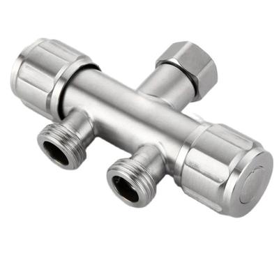 1PC Bibcock 304 Edelstahl Waschmaschine Wasserhahn One-in 2-Out Doppel Outlet Adapter Tap Gewinde G1/2'