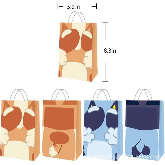 Adikoo Blue Dog Birthday Party Favor Bags 20 Pack,Cartoon Gift Bags Candy Bags for Kids Birthday Party Supplies Decorations