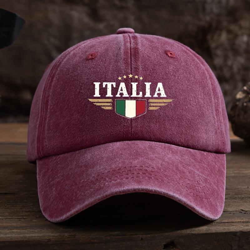 A Fun Italian Letter Print Baseball Cap Unisex Outdoor Fashionable and Versatile Snapback Hat Trendy