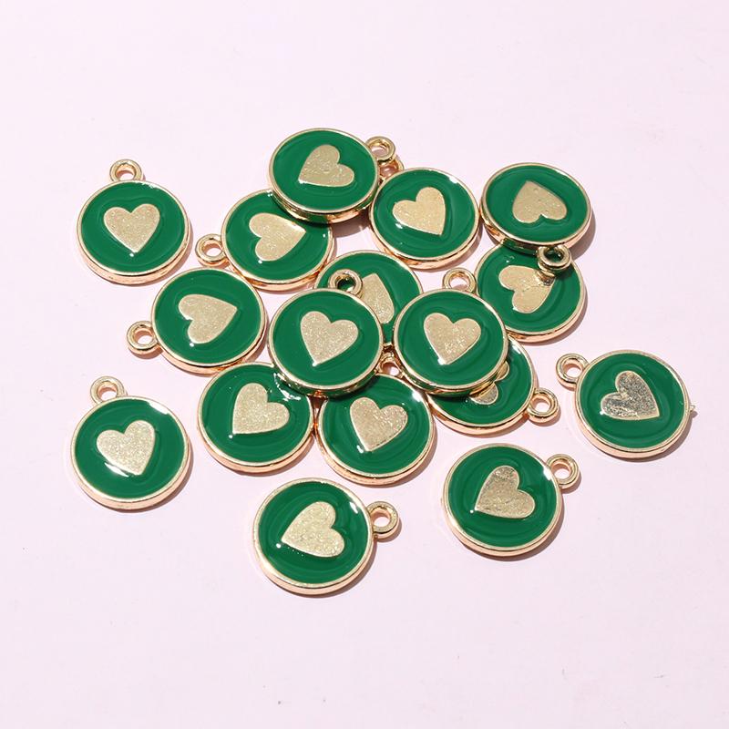 20pcs 14.5x12mm Enamel Double Side Heart Charms Pendant DIY Jewelry Making Accessories Findings for Bracelet Earrings Keychains
