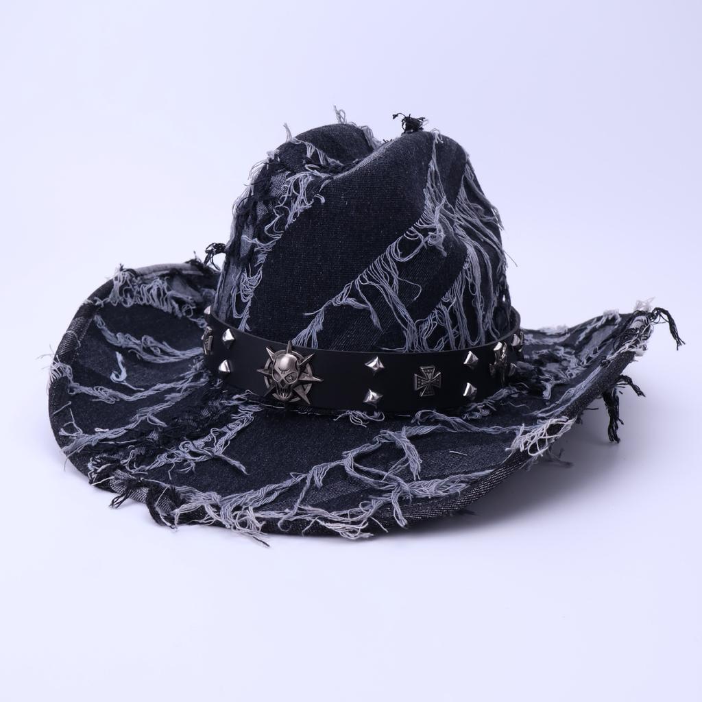 Mountaineering Top Hat Western Cowboy Hat Vintage Retro Ripped One-Word Jazz Hat