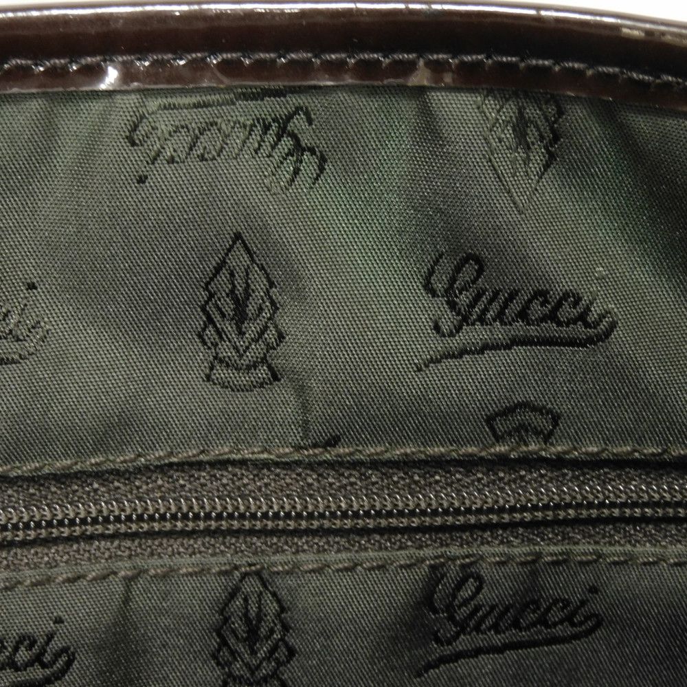 Used 9539 Web Stripe Tote 211971 7924 Patent Enamel Green Red Brown GG Canvas Beige Women's from Japan AUTHENTIC