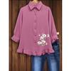 QICED Women's Fashion Casual Long Sleeve POLO Neck  Blouses & Shirts Casual Chic