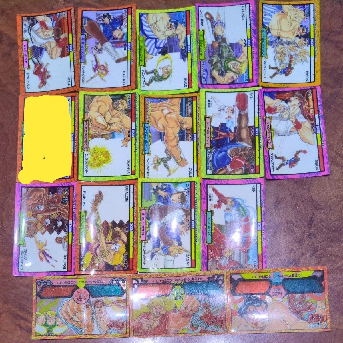 Used [Street Fighter 2] Lotte 3D sticker 16 types card