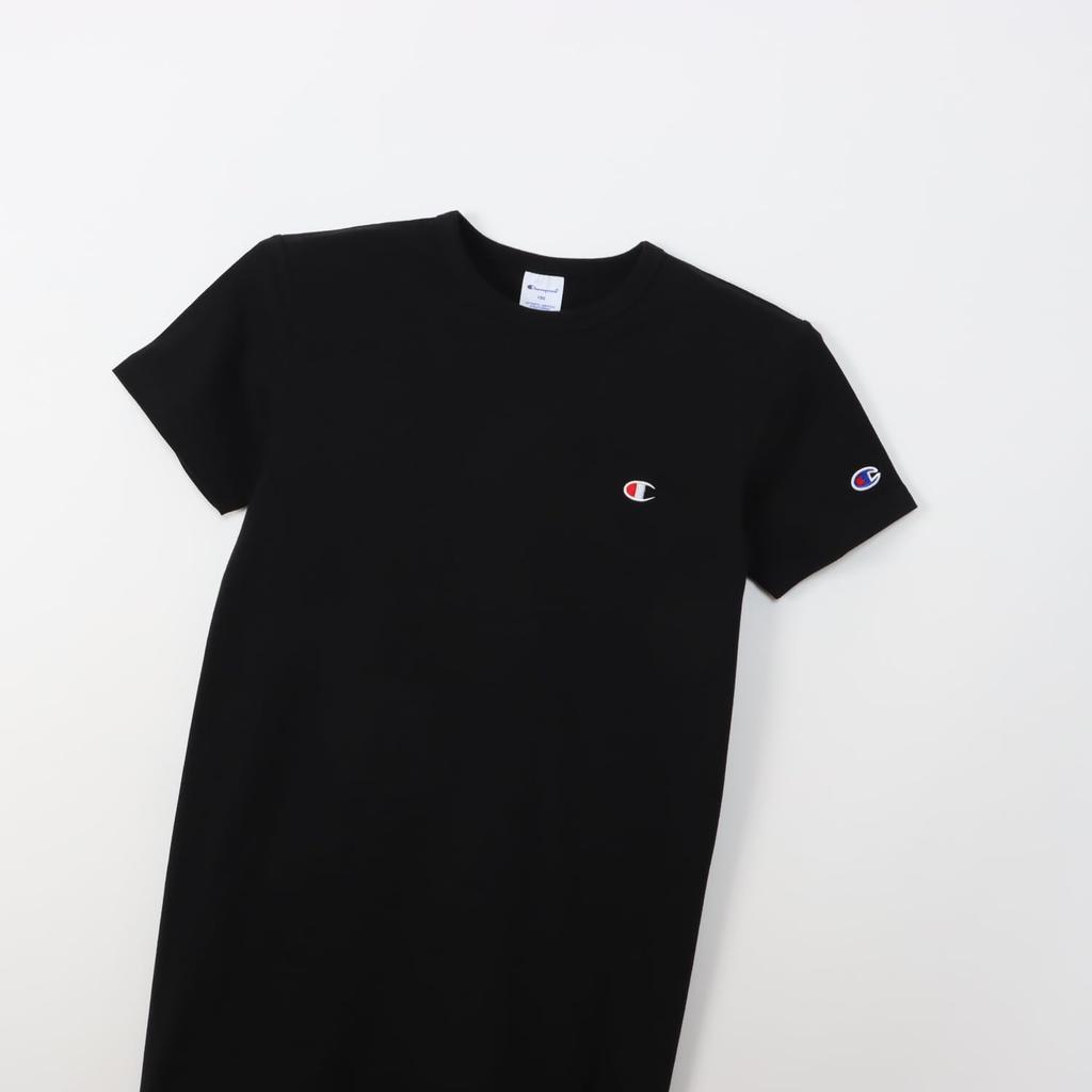 Champion Short Sleeve Crew Neck Shirt Cotton Binder Logo Size 140 Kids' Dress, 100% USA, Neck, One-Point Embroidery, Basic, Black, (CK-Z331/CK-T305)