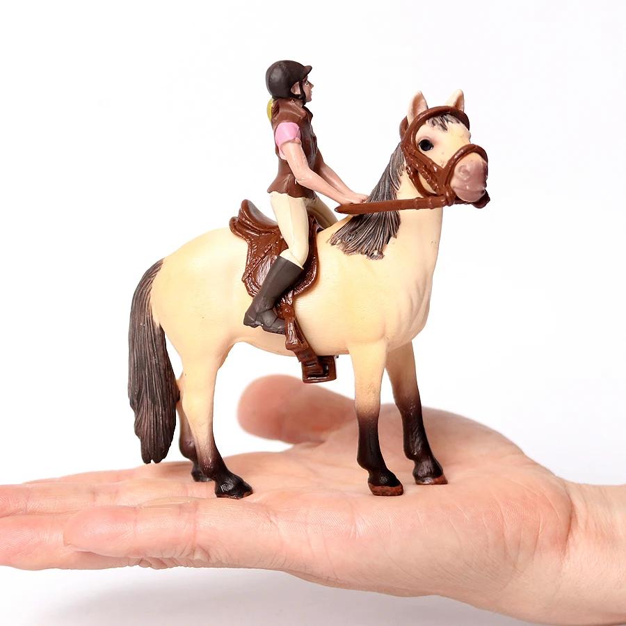 Toy Horses Equestrian Rider Horse Playset Farm Animals Action Figure Animal Figurines Plastic Models Children Toys Kids Gifts