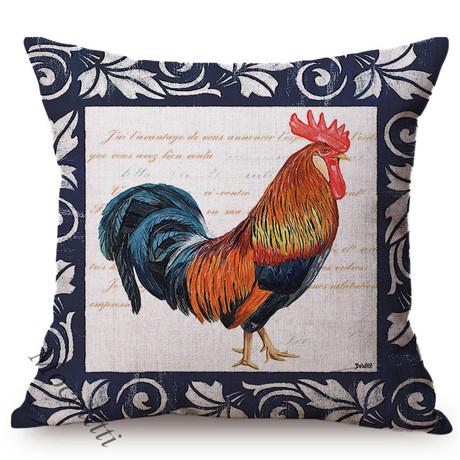 Rural Cock Retro Oil Painting Cushion Cover Nordic Chicken Poster Sofa Decoration Cotton Linen Square Throw Pillow Case Cojines