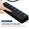 7 In 1 USB 3.0 Hub Independent Switch 7 Ports USB 3.0 Splitter Multifunctional Expansion Dock USB High-speed Extender
