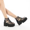 Fashion Fashionable Roman Style Hollow Out High Heel Sandals Women's Summer New Waterproof Platform Thick Heel Booties Slimming Effect